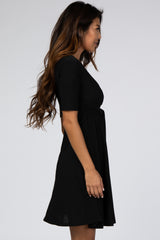 Black Waist Tie Nursing Dress