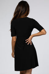 Black Waist Tie Nursing Dress