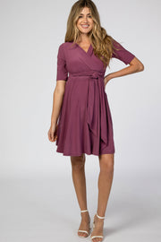 Purple Waist Tie Maternity Nursing Dress