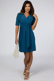 Teal Waist Tie Nursing Dress