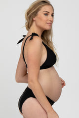 Black Shoulder Tie Maternity Bikini Set