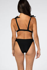 Black Shoulder Tie Bikini Set