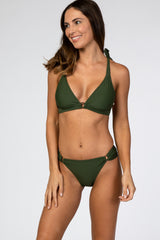 Olive Shoulder Tie Bikini Set