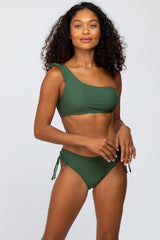 Olive Off Shoulder Tie Detail Bikini Set