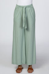 Light Olive Striped Wide Leg Pant