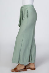 Light Olive Striped Wide Leg Pant