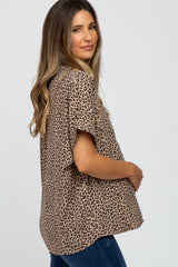 Taupe Animal Print Short Sleeve Maternity Top