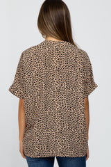 Taupe Animal Print Short Sleeve Maternity Top