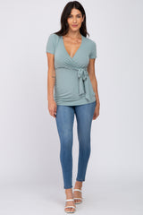 Mint Green Wrap Front Tie Nursing Top