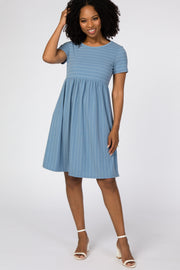 Blue Striped Babydoll Dress