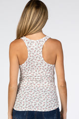 Ivory Floral Print Racerback Maternity Tank Top