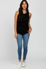 Black Ribbed Sleeveless Top