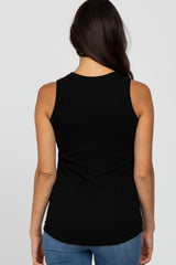 Black Ribbed Sleeveless Top