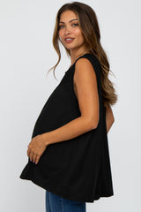 Black Lace Inset Maternity Sleeveless Top