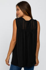 Black Lace Inset Maternity Sleeveless Top