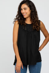 Black Lace Inset Maternity Sleeveless Top