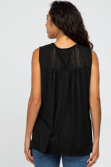 Black Lace Inset Sleeveless Top