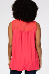 Coral Lace Inset Sleeveless Top