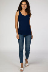 Navy Ribbed Sleeveless Top