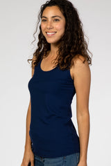 Navy Ribbed Sleeveless Top