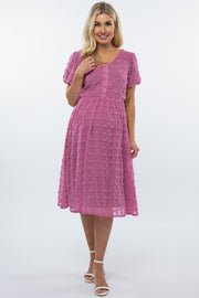 Mauve Swiss Dot Midi Maternity Dress