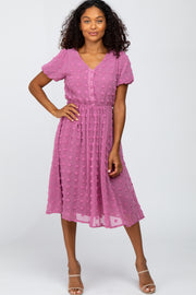 Mauve Swiss Dot Midi Dress