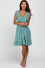 Light Olive Floral Ruffle Maternity Dress