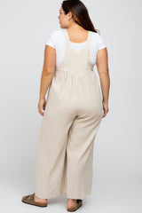 Beige Linen Plus Overalls