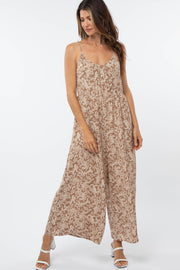 Mocha Paisley Print Cropped Jumpsuit