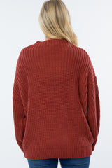 Rust Pullover Knit Mock Neck Maternity Sweater