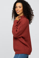 Rust Pullover Knit Mock Neck Sweater