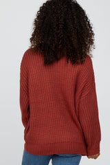 Rust Pullover Knit Mock Neck Sweater