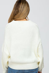 Cream Mock Neck Puff Sleeve Maternity Sweater