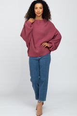 Mauve Mock Neck Puff Sleeve Sweater