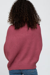 Mauve Mock Neck Puff Sleeve Sweater