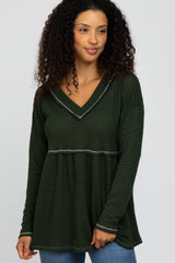 Olive Waffle Knit Maternity Peplum Top