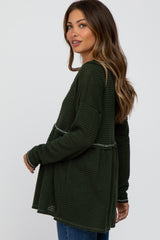 Olive Waffle Knit Maternity Peplum Top