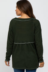 Olive Waffle Knit Maternity Peplum Top