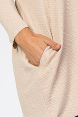 Beige Waffle Knit Button Front Cardigan