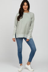 Grey Side Slit Terry Long Sleeve Top