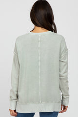 Grey Side Slit Terry Long Sleeve Top