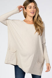 Cream Pocketed Dolman Sleeve Maternity Top