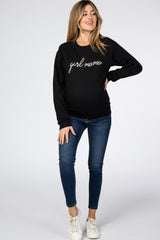 Black "Girl Mama" Fleece Maternity Sweatshirt