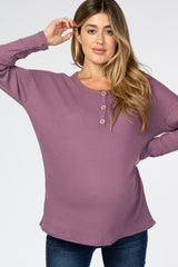 Violet Waffle Knit Long Sleeve Maternity Top