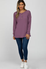 Violet Waffle Knit Long Sleeve Top