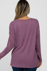 Violet Waffle Knit Long Sleeve Top