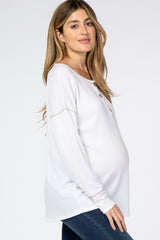 Ivory Waffle Knit Long Sleeve Maternity Top