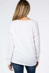 Ivory Waffle Knit Long Sleeve Maternity Top