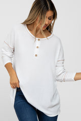 Ivory Waffle Knit Long Sleeve Maternity Top