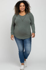 Olive Soft Knit Maternity Plus Long Sleeve Top